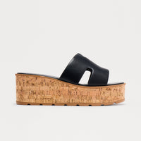 Aylin Cork Platform Wedges - Black