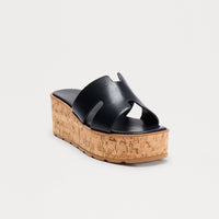 Aylin Cork Platform Wedges - Black