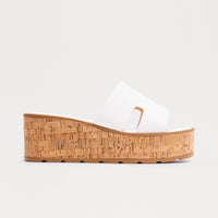 Aylin Cork Platform Wedges - White