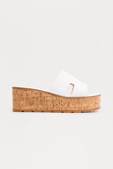 Aylin Cork Platform Wedges - White