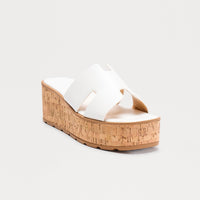 Aylin Cork Platform Wedges - White