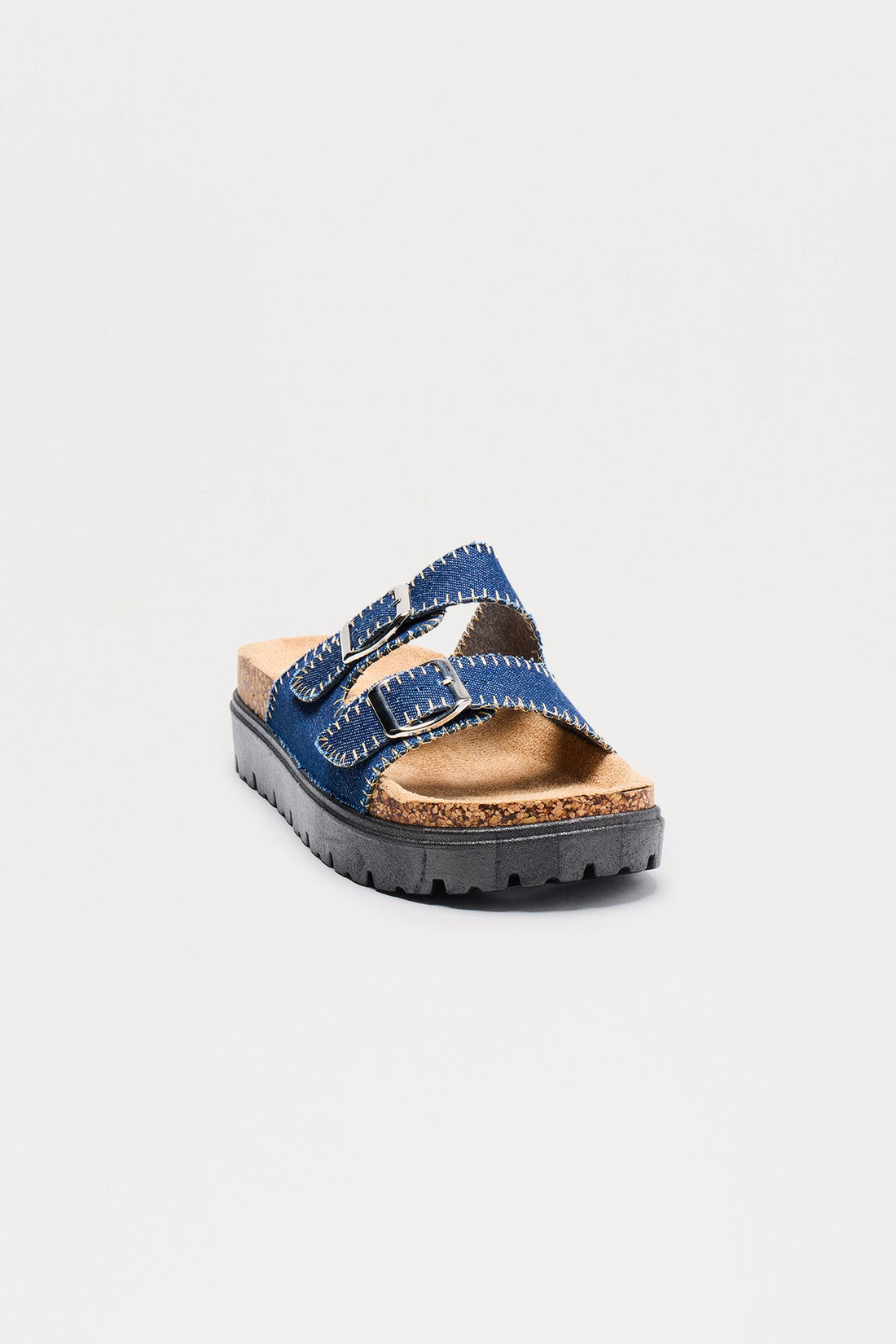 Barrett Buckle Denim Slides - Denim