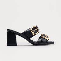 Avani Buckle Mules - Black