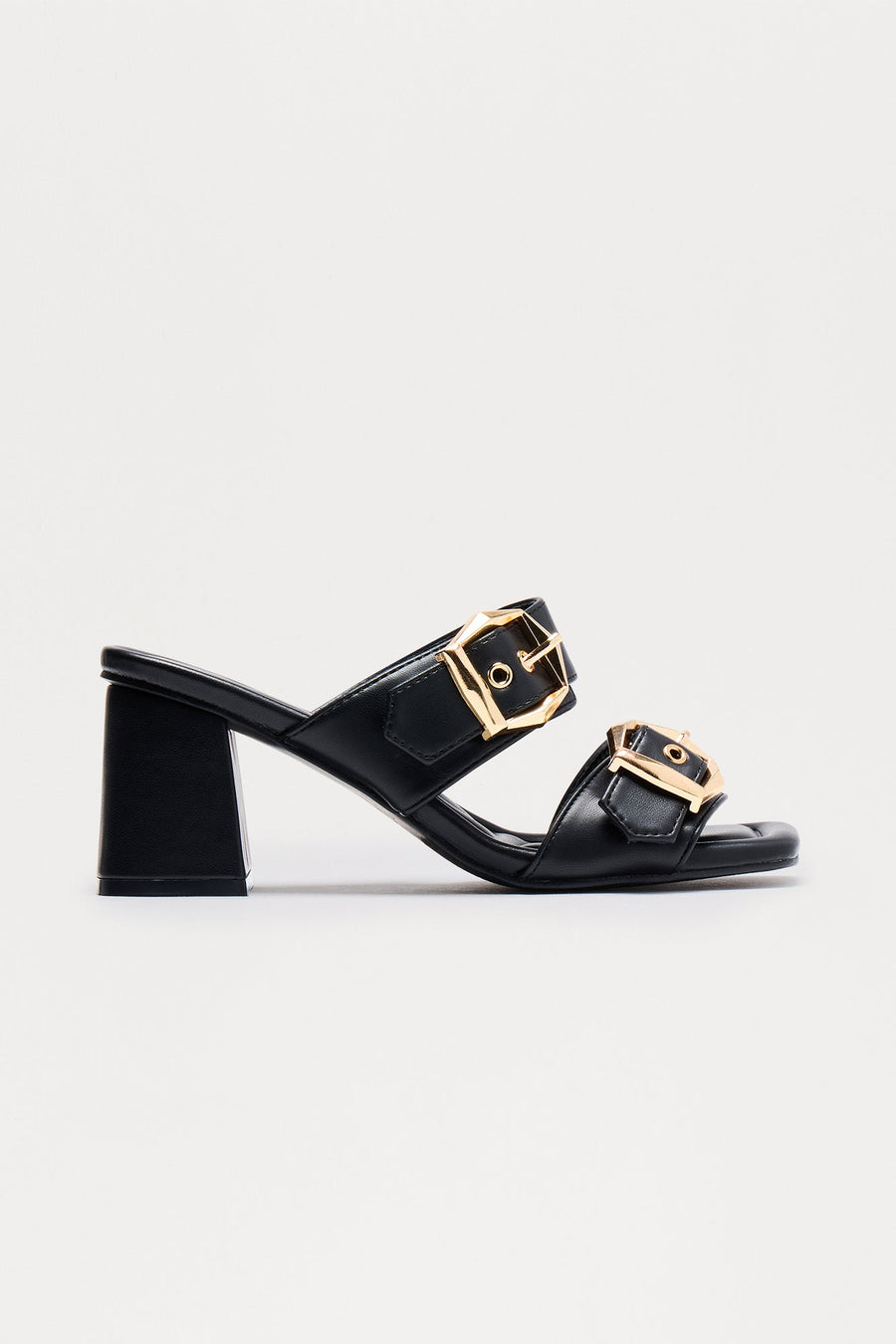 Avani Buckle Mules - Black