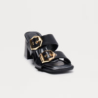 Avani Buckle Mules - Black