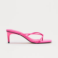 Berry Faux Leather Thong Mules - Pink