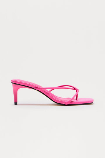 Berry Faux Leather Thong Mules - Pink