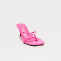 Berry Faux Leather Thong Mules - Pink
