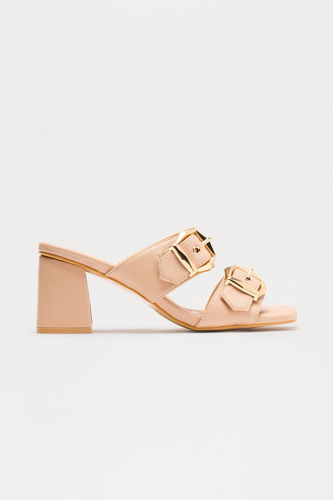 Avani Buckle Mules - Nude