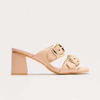 Avani Buckle Mules - Nude