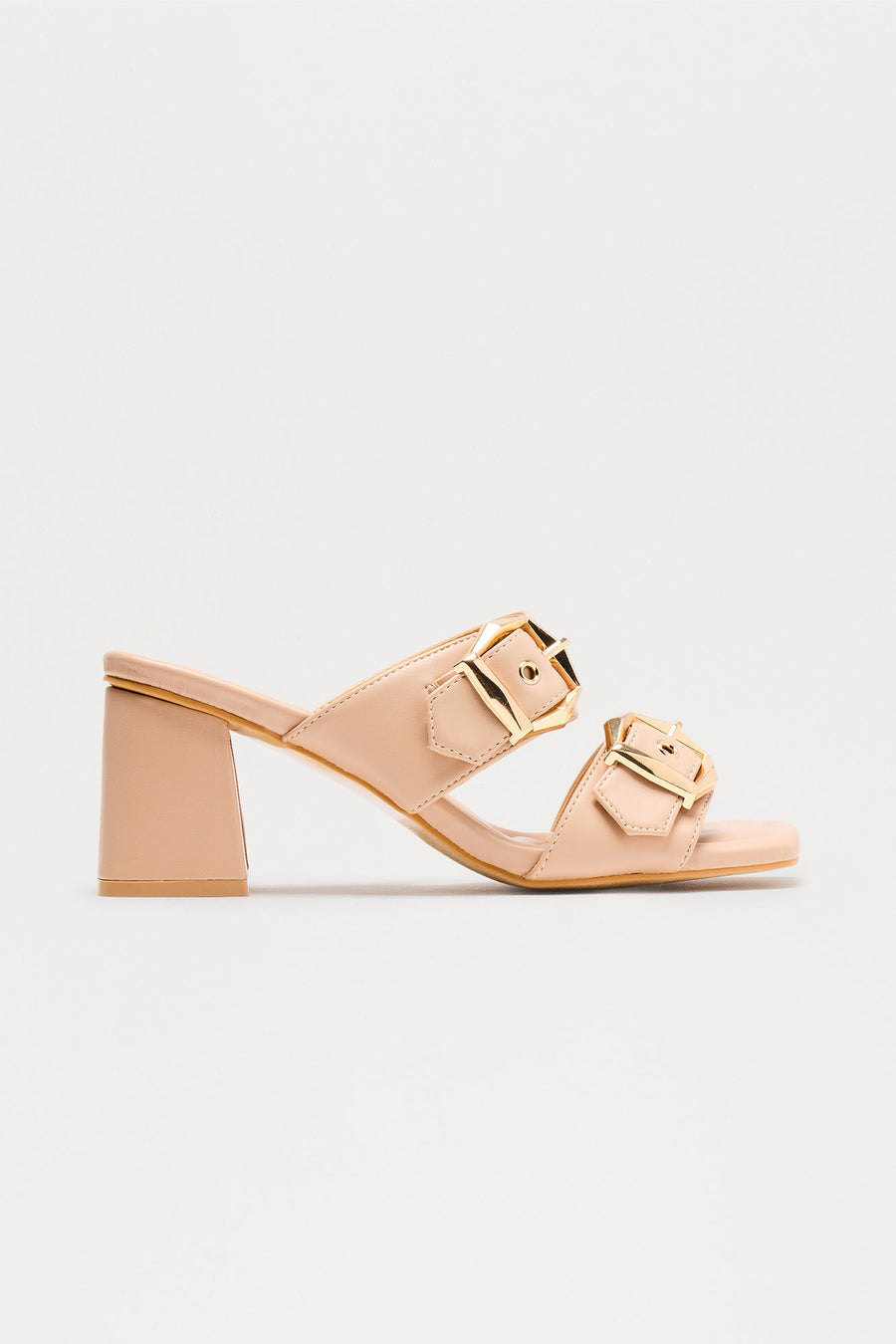 Avani Buckle Mules - Nude