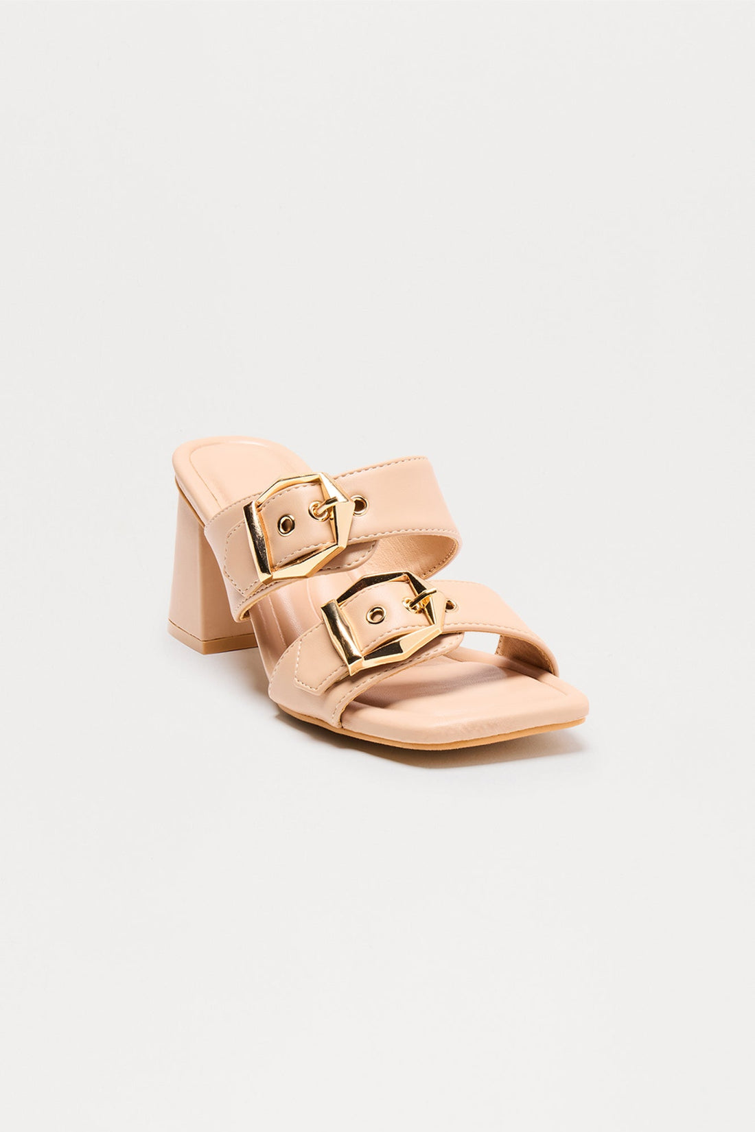 Avani Buckle Mules - Nude