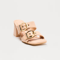 Avani Buckle Mules - Nude
