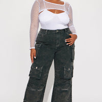 Tall Lily High Rise Cargo Jeans - Green