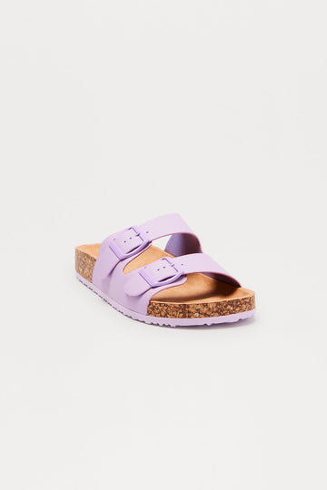 Adriana Buckle Slides - Purple