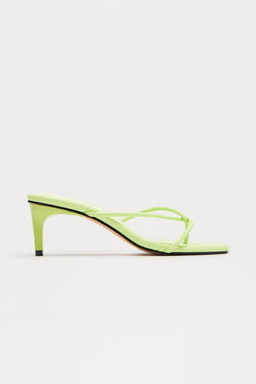 Berry Faux Leather Thong Mules - Green