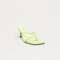 Berry Faux Leather Thong Mules - Green