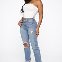 Need A New High Rise Mom Jeans - Medium Blue Wash