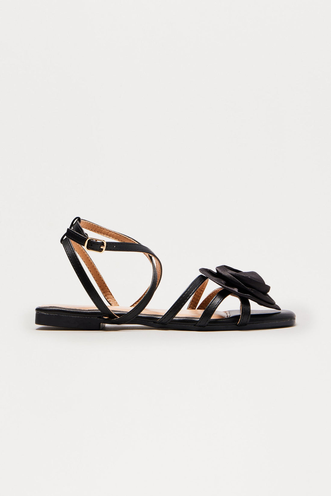 Beth Flower Sandals - Black