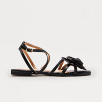 Beth Flower Sandals - Black