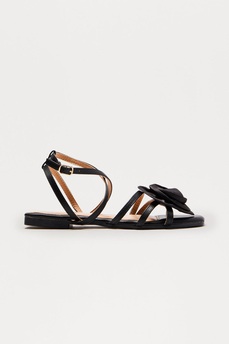 Beth Flower Sandals - Black