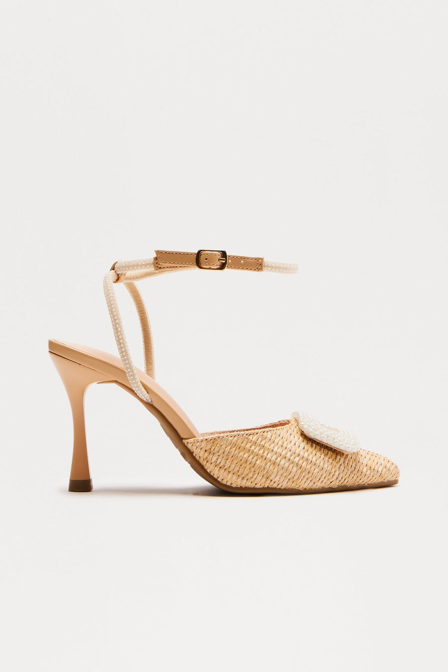 Ashy Embellished Pumps - Beige