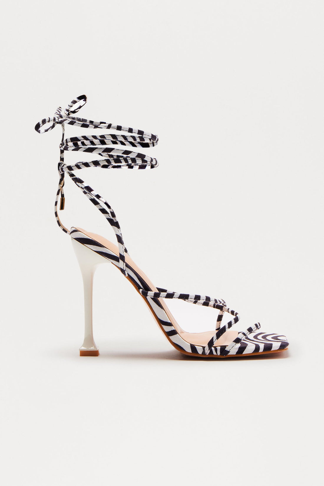 Audi Wrap Up Stiletto Heels - Black/White