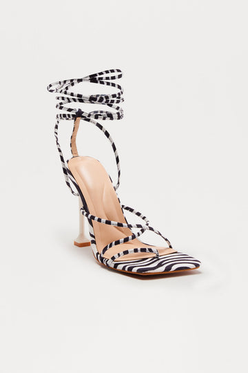 Audi Wrap Up Stiletto Heels - Black/White