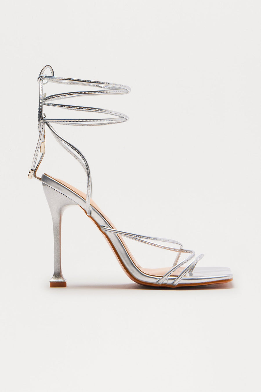 Audi Wrap Up Stiletto Heels - Silver