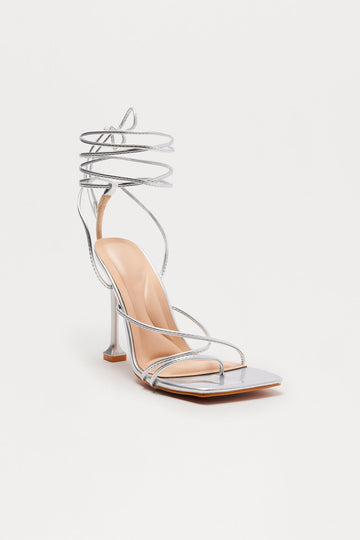 Audi Wrap Up Stiletto Heels - Silver