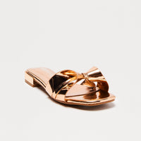 Astelle Bow Slip On Sandals - Rose Gold