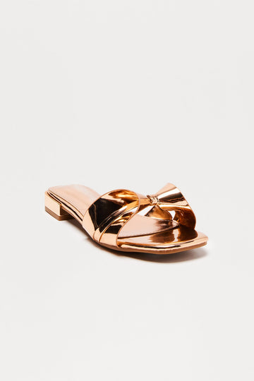 Astelle Bow Slip On Sandals - Rose Gold