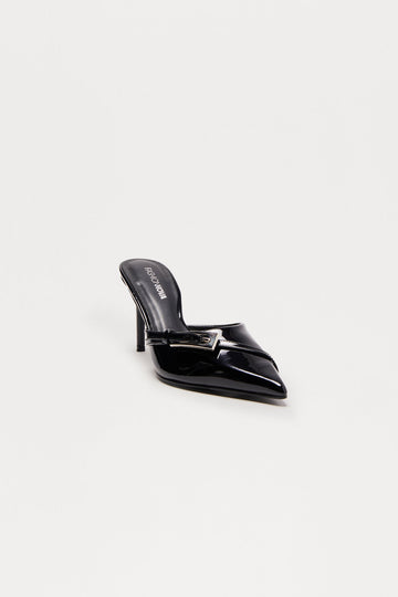 Bev Faux Patent Leather Pumps - Black
