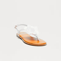 Addie Flower Sandals - White