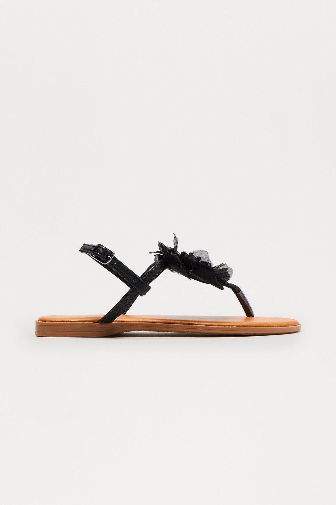 Addie Flower Sandals - Black