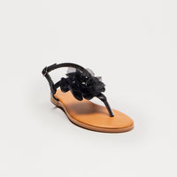 Addie Flower Sandals - Black