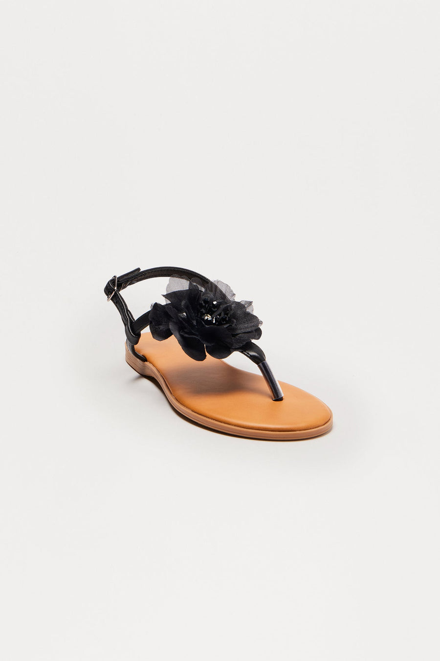 Addie Flower Sandals - Black