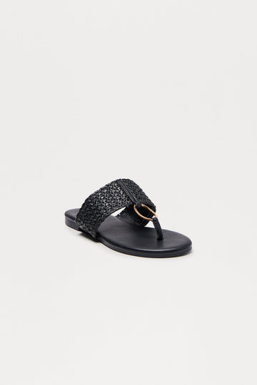 Arizona Raffia Sandals - Black