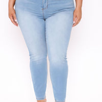 Alexa High Rise Booty Lifter Skinny Jeans - Light Blue Wash