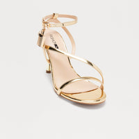 Bebe Lock Patent Heels - Gold
