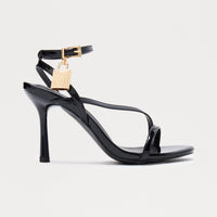 Bebe Lock Patent Heels - Black