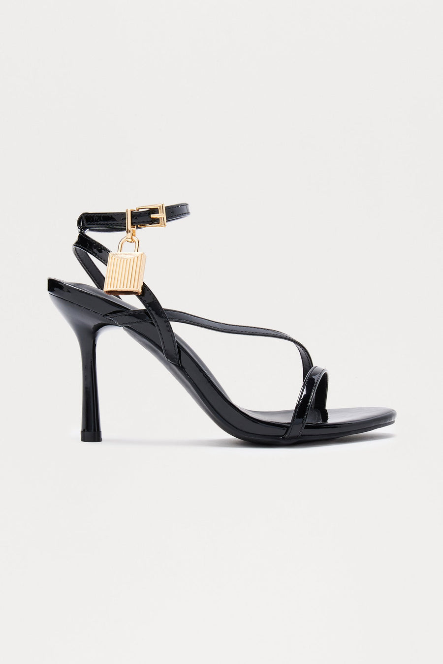Bebe Lock Patent Heels - Black