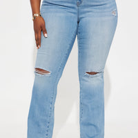 Tall Luxurious Distressed Super Stretch Flare Jeans - Medium Blue Wash