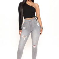 In The Night High Rise Skinny Jeans - Grey