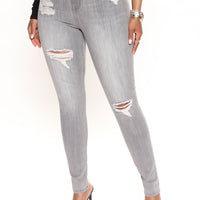 In The Night High Rise Skinny Jeans - Grey