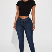 Look At My Curves Booty Lifter Skinny Jean - Dark Wash