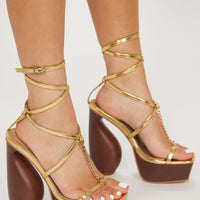 Always Confident Strappy Heeled Sandals - Gold