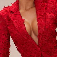 Denise Embroidered Blazer - Red