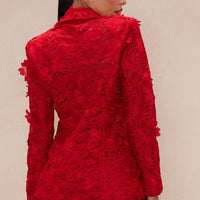Denise Embroidered Blazer - Red