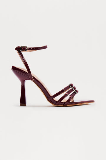 Anira Buckle Stiletto Heels - Burgundy